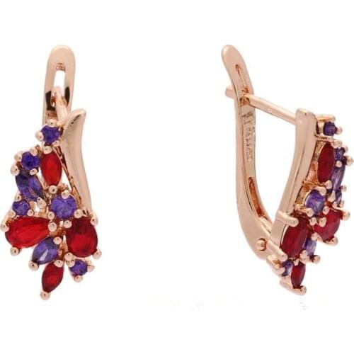 Korean Earrings Fashion Trendy 585 Gold Color Jewelry Luxury Multi-color Stone Colorful Earrings