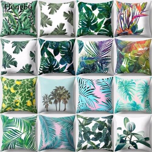 Hongbo 1 Pcs Pillowcase for Home Tropical Rain Forest Green Leaves Cactus Cushion Cover Home Decor