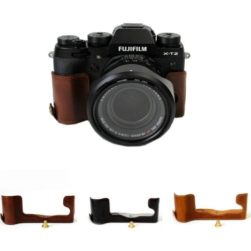 New Pu Leather Camera Case Half Bag For FujiFilm XT2 XT3 FUJI X-T2 X-T3 Camera Video Half Bag Professional bottom cover