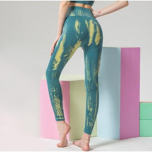 New Arrival Tie-Dye Seamless Slimming High Elasticity Women Running Fitness Yoga Pants