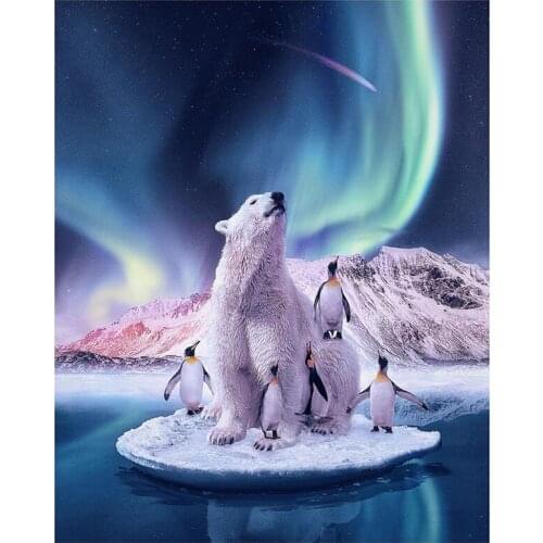 New Arrivals DIY Full Round Diamond Painting Polar Bear & Penguin 3D Embroidery Cross Stitch Rhinestone Mosaic Home Dector Y561