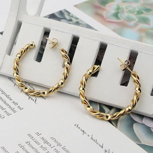 Fashion New Stainless Steel C-shaped Twist Earrings For Women Earrings Party Gifts Wholesale Love Jewelry