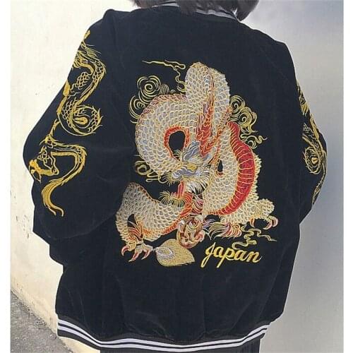 Spring and Autumn New Japanese Heavy Industry Embroidered Velvet Baseball Suit Couple Jackets for Men and Women streetwear