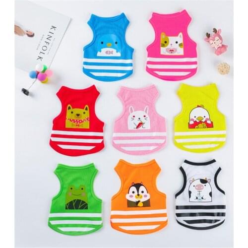 OIMG Pet Dog Clothes Mesh Breathable Cat Dogs T Shirt For Small Dogs Summer Cute Cartoon Dog Vests Puppy Clothes Spitz Yorkies