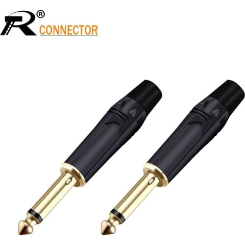 10pcs Guita Mute Plug Connector 6.35mm Jack Mono Assembly Microphone Conector with Mute Function