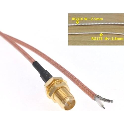 RP-SMA Female To PCB SOLDER Pigtail Cable RG178 Or RG316 For WIFI Wireless LOW LOSS 8" 20CM