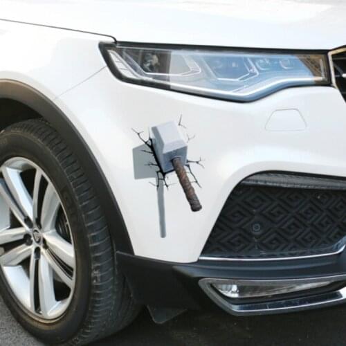 MR TEA Hero Series Car Stickers Decals 3D Broken stickers simulation Hammer Cute Creative Decorations Gift