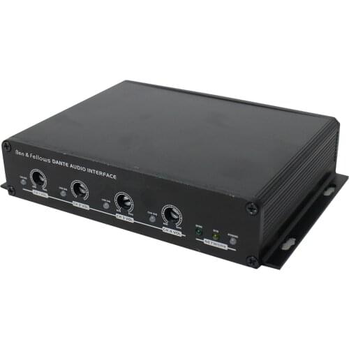 Dante Audio IP Network Mini 4 In 4 Out Converter/Transmitter with Volume Control, Supports POE or 12 VDC Power Supply