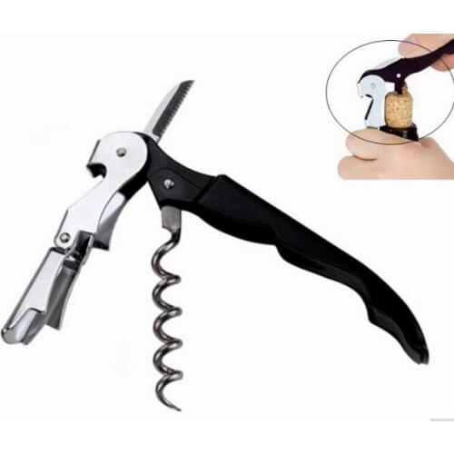 Stainless Plastic Wine Screw Corkscrew Opener Professional Double Hinge Waiters Wine Bottle Beer Cap Opener