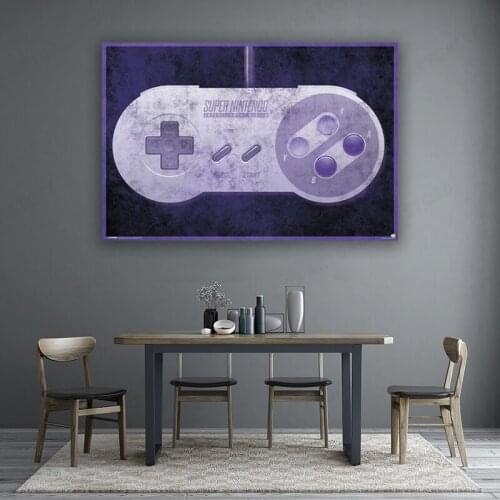 Super Nintendo SNES Controller Video Game Gaming Cool Wall Decor Art Print Poster Canvas Painting