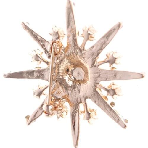 Wedding Silver Snowflake Diamante Brooch Rhinestone Crystal Broach Pin Xmas Gift