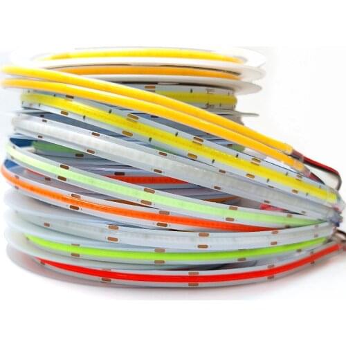 COB LED Strip Light High Density Flexible FOB 384/528 LEDs/m Led Lights Tape Warm/Nature White Red RGB Linear Dimmable DC12V/24V