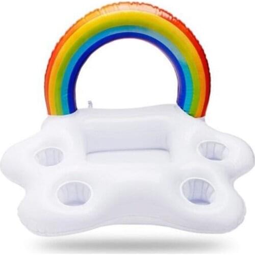Summer Party Bucket Rainbow Cloud Cup Holder Inflatable Pool Float Beer Drinking Cooler Table Bar Tray Beach Swimming Ring