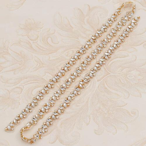 WENXI 1YARD Bridal Gown Rhinestones Appliques Sparkle Crystal Accessories Trims Wedding Dress Belt Delicacy Bridal sash WX863