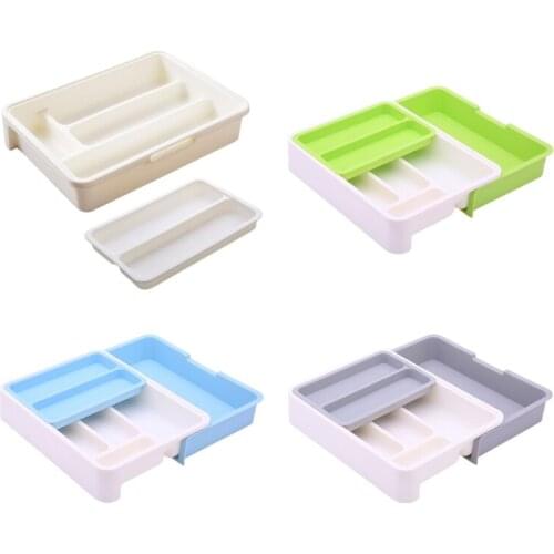 Multi-Partition Kitchen Drawer Storage Box Expandable Large Desk Kitchen Utensil Plastic Storage Basket Sundries Holder
