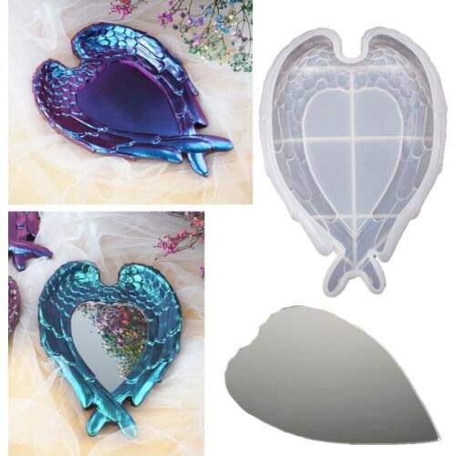 Wing Love Mirror Tray Epoxy Resin Mold Serving Board Plate Coaster Silicone Mould DIY Crafts Home Decorations Casting