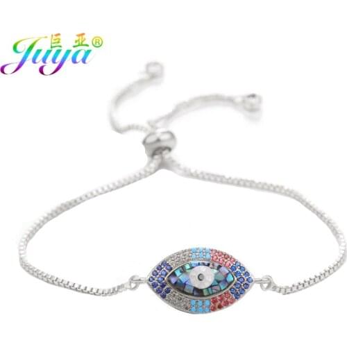 Juya Turkish Greek Evil Eye Bracelets Supplies For Women Handamde Adjustable Chains Charm Bracelets Wholesale