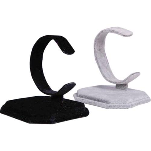 1 PC Velvet C Type Design Jewelry Bracelet Bangle Watch Display Rack Stand Holder Black/White