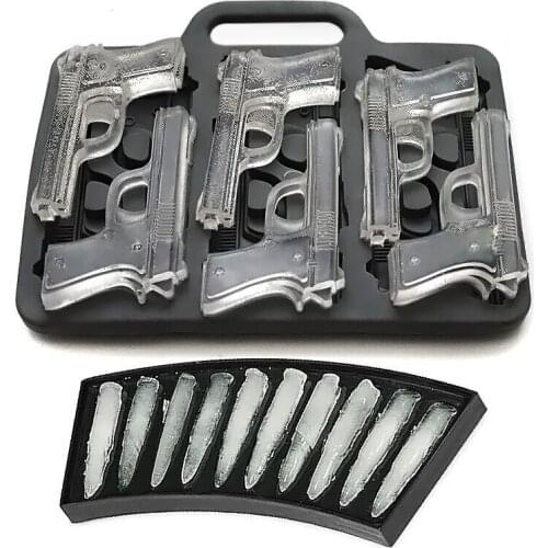 2PCS/Set DIY Ice Cube Mold Gun Bullet Shape Ice Cube Tray Fruit Ice Cream Maker Kitchen Bar Drinking Accessories Ice Box