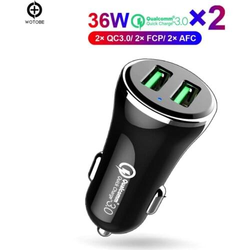 2019 innovative product for mobile phone 36W 2 Ports Quick charge 3.0 in-car charger WOTOBE factory price