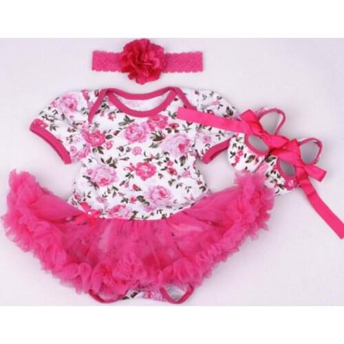 22 Inch Reborn babies Doll Clothes Rose Flowers Dress shoes Suit Fit For 22 Inch Or 55 cm Babies Doll Kids Birthday Xmas Gift