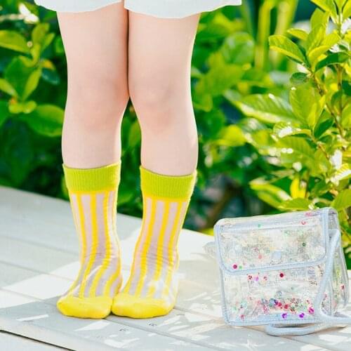 3 Pairs Fashion Girls Crystal Socks striped colorful For Summer Kids thin transparent socks Baby girl Breathable 1-8y