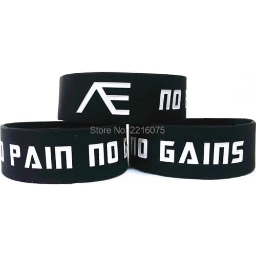 300pcs One Inch No Pain No Gains wristband silicone bracelets free shipping by DHL express