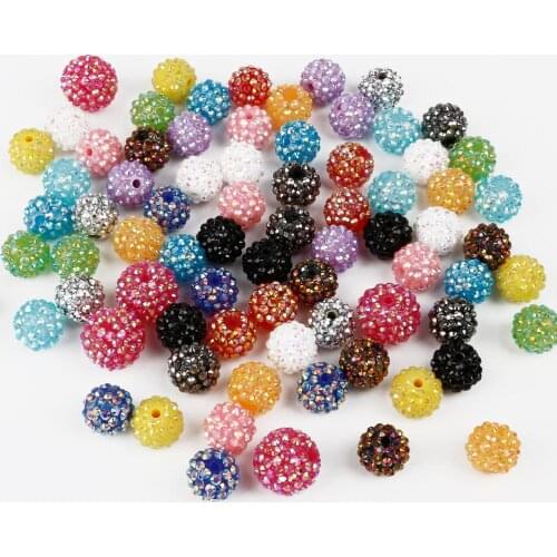 5-10Pcs 12 14 16 18 20mm Handmade Colorful Chunky Resin AB Rainbow Rhinestone Beads Ball for Kids Girls Fashion Jewelry Making