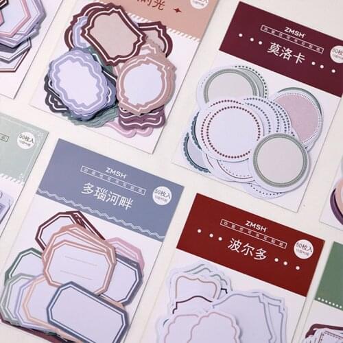 50Pcs/pack Vintage Writable Note Sticker Pack Creative DIY Decorative Scrapbook Adhesive Labels Stickers Flakes Journal Supplies