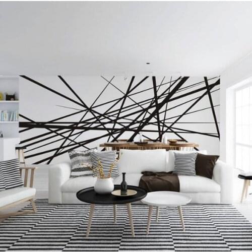 Abstract Photo Mural Wallcoverings 3D Custom Any Size Wallpapers Murals Wall Paper Roll Wall Art Decor Black White Line