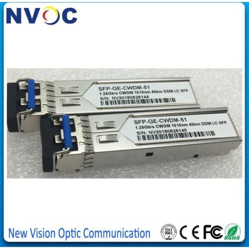 Free Shipping 1.25G 1390nm 1410nm 1430nm 1450nm 1470nm 1490nm 40KM Dual LC Fiber Optic CWDM SFP Transceiver with DOM DDM