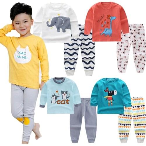 Kids Pajamas Boys Girls 100% Cotton Sleepwear Toddler Cartoon Pajama Sets Baby Girl Clothes Nightwear Pyjamas Kids Baby Pijamas