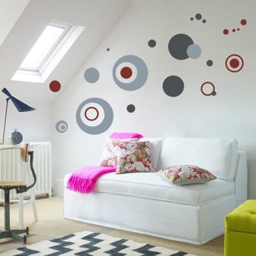 Design Abstract European Bordeaux Circle Wall Decal Decorative Adesivo De Parede Removable PVC Wall Sticker