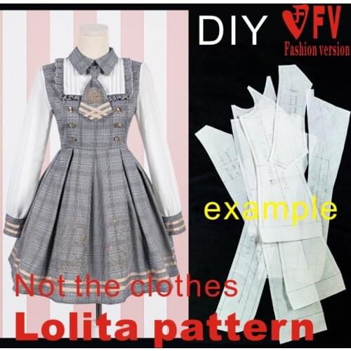 Pattern Making Lolita Everyday Womens Long Sleeve Dress 1:1 Garment Cutting Drawing LOLI-6