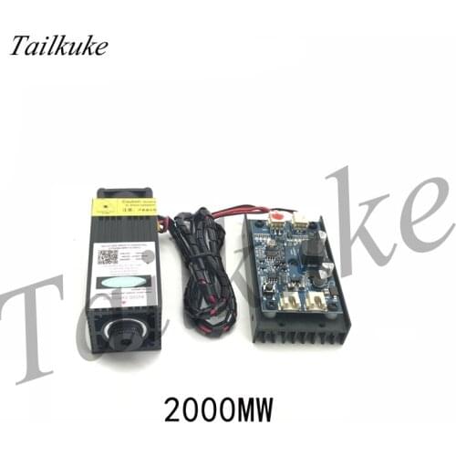Measured 2000mw Laser Module 2w High Power 445nm Blue Light Engraving Machine Accessories 12vttl Pmw