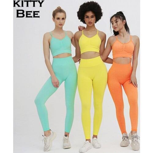 2 Piece Seamless Gym Set Women Yoga Set Workout Clothes For Women Sport Set Fitness Clothing Leggings Sports Bra Women Tracksuit