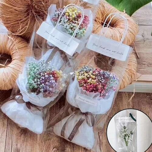 10pcs Flower Packing Box Transparent PVC Flower Bouquet Bagging Florist Decoration Long Tote Clear Bag Collocation Packaging Bag