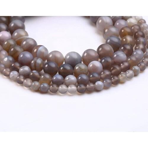 Wholesale Natural Stone White Stripe Grey Agates Round Loose Spacer Beads for Jewelry Making 6-12mm Necklace Bracelet DIY