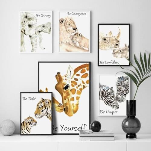 Lion Giraffe Zebra Elephant rhinoceros Wall Art Canvas Painting Nordic Posters And Prints Wall Pictures For Living Room Decor