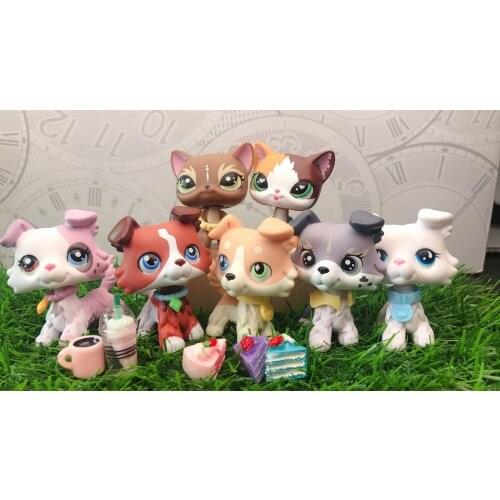 Pets Shop New pets Animals 7pcs short hair cat collie great dane with 12 Accessories Christmas present for your child