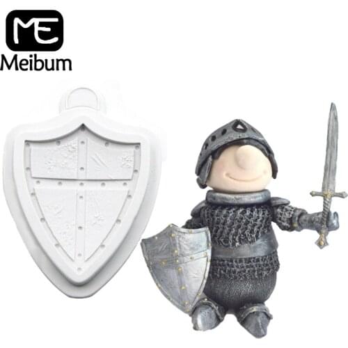 Meibum Knight Shield Pattern Gum Paste Sugar Craft Fondant Mold Child Gift Biscuits Chocolate Candy Silicone Cake Decorate Mould