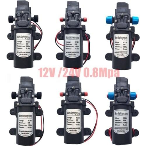 DC 12V 24V 60W Micro Electric Diaphragm Water Pump Automatic Switch 5L/min High Pressure for Car Washing Spray 0.8Mpa 5L/min