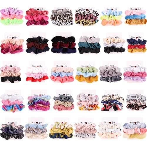Fashion Korean Rubber Girl Scrunchies Hair Women Hair Elastics Rope Hairbands of All-match 6 Pieces Satin Hair Accessories 2021