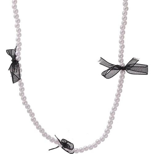New Imitation Pearl Bow Choker 2021 New Female Summer Style Clavicle Chain Necklace Wholesale
