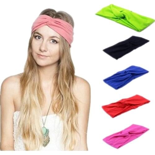 NEW wholesale fashion cotton solid color crossing turban headband hair accessories popular for women and girls 10cm-POLM