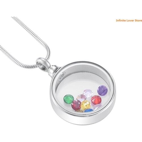 IJD9889 New Fashion Living Memory Floating Locket Crystal Charms Glass Pendant Necklace Jewelry for Ashes or Memorial