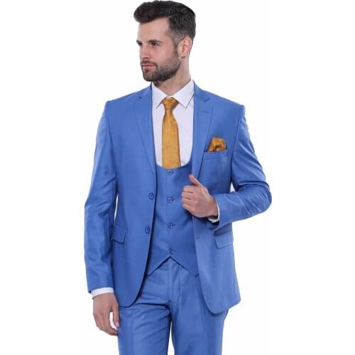 Vested Slim Fit Blue Suit