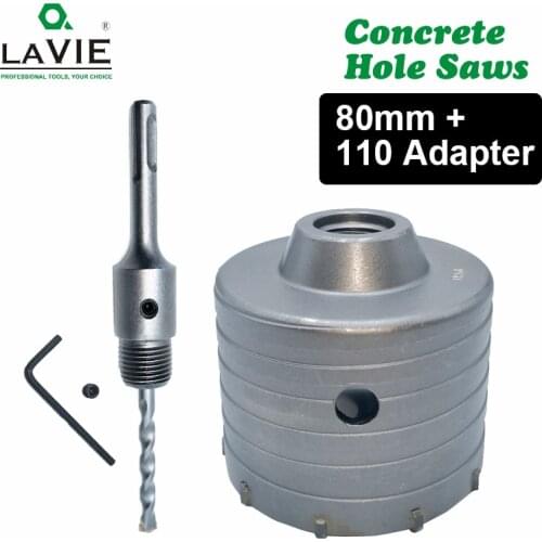 LA VIE 1 set SDS PLUS 80mm Concrete Hole Saw Electric Hollow Core Drill Bit Shank 110mm Cement Stone Wall Air Conditioner Alloy