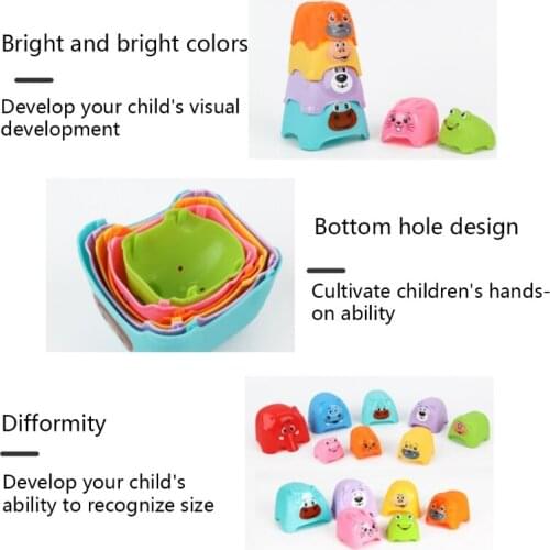 Pyramid Stacker Stackable Baby Cup Early Childhood Pyramids Stackable Baby Toys Stacking Educational Games for Kids A2UB