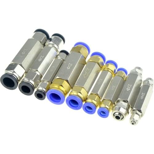 Pneumatic Check Valve 6mm 8mm 10mm 1/4 OD Hose One Way Valve Air Gas Single Way Brass Valve Air Compressor Pipe Fitting Adapter